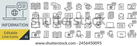 Editable line vector icon set of information (not outlined)