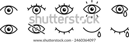 Simple Vector Line Drawing Icons for Eyes