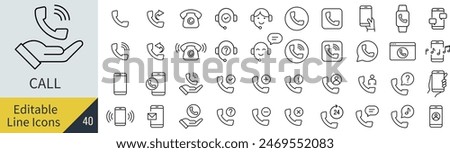 Vector Line Art Icon Set for Phones