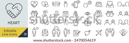 Vector People and Heart Line Art Icon Set