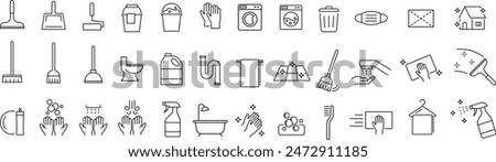  set of linear icons related to cleanliness and cleaning of vectors