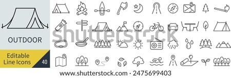 Vector Monochrome Line Art Leisure Icon Set