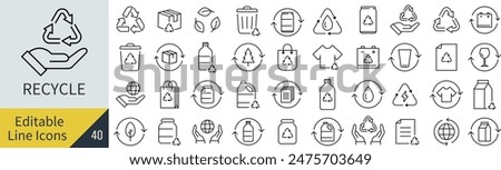 Editable Line Art Recycling Icon Set (Not Outlined)