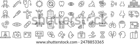 Set of Vector Healthcare Line Drawing Icons