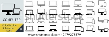 Simple Monochrome Vector Computer Icon Set