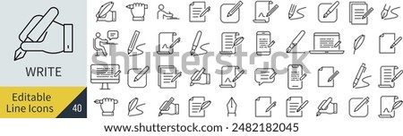 
An Icon Set for Writing with Editable Lines (Not Outlined)