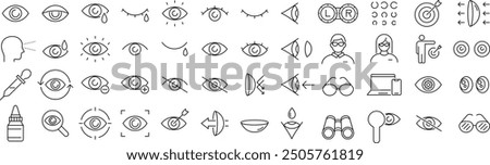 Vector Monochrome Eye Line Art Icon Set