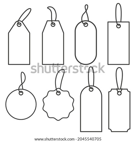 Price tags. Set of icons for sale or luggage. Vector outline labels illustration isolated on white background.