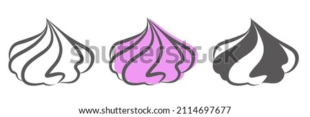 Meringue icons set. Marshmallow outline illustration for cafe, pattiserie and sweet shop. Vector EPS10 Foto d'archivio © 
