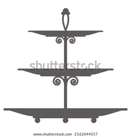 Cake stand in flat icon style. Empty tray for fruit and desserts. Vector silhouette