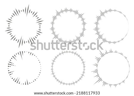Circle audio waves. Circular music sound equalizer. Abstract radial radio and voice volume symbol. Vector illustration.