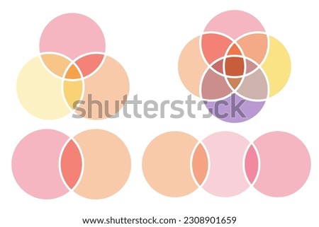 Venn diagram. Circle infographic with intersections and overlap. Chart template with rounds. Mathematic schema for analysis. Vector