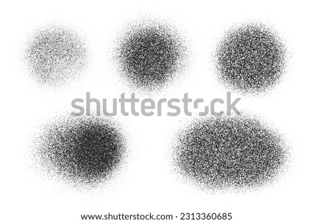 Spray paint circle stain with noise texture effect. Grainy dotted black splash on white background. Grunge ink stipple spot. Vector illustration.