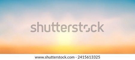 Gradient pastel winter sky background. Abstract vector dramatic sunset. Dreamy soft landscape. Blurred twilight foggy horizon