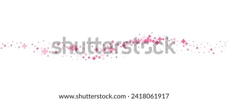 Medical cross and plus background. Abstract seamless pink background for hospital and pharmacy. Geometrical shapes ornament on border. Vector wavy backdrop.
