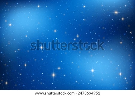 Night sky with stars. Dark blue vector universe. Shiny abstract cosmos. Galaxy illustration with sparkles and starlight. Celestial winter cosmic background