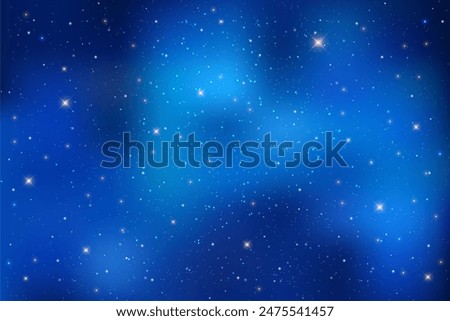 Night sky with stars. Dark blue vector universe. Shiny abstract cosmos. Galaxy illustration with sparkles and starlight. Celestial winter cosmic background