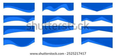 Header shape background for website design. Vector blue border for banner. Abstract divider for bottom or frame of template and web page. Presentation wavy and curve separator