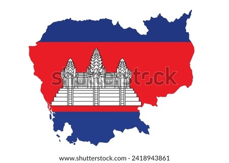 Flag map of Cambodia vector illustration