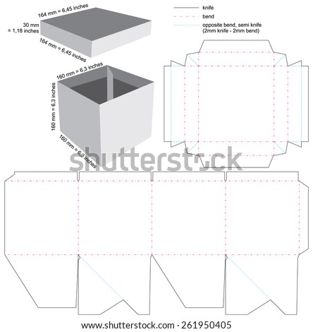 Box With Cover Blueprint Layout Stock Vector Illustration 261950405 ...