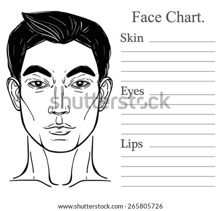 Face Chart Make Up Artist Blank. Template. Vector Illustration. Beauty ...