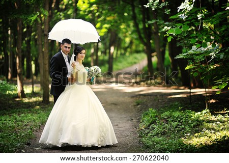 Similar – Image, Stock Photo Just married couple under the bride veil