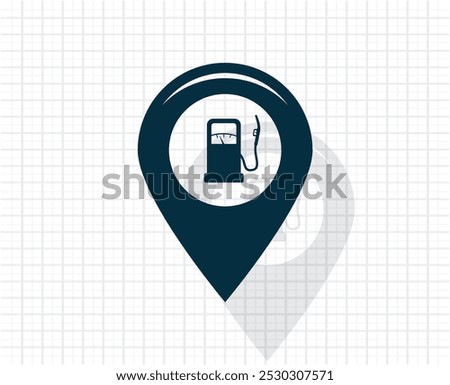 Map pointer with gas station icon. Vector illustration.