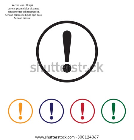 Exclamation mark. Exclamation mark. Hazard warning symbol. Flat design style. Vector EPS 10.