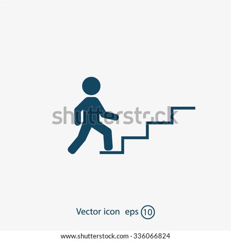 Concept, businessman on stair or steps, metaphor to success, climb, business, rise, achievement, growth, job, career, leadership, education, goal or future