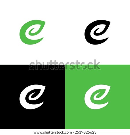 e leaf icon green and black logo