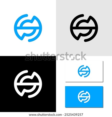 s letter sign icon white and black logo