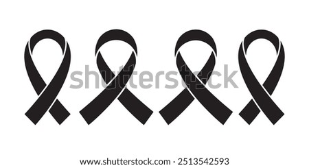 World cancer day sihouette symbol ribbon set