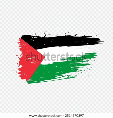 illustration of palestine flag with brush stroke isolated on transparent background