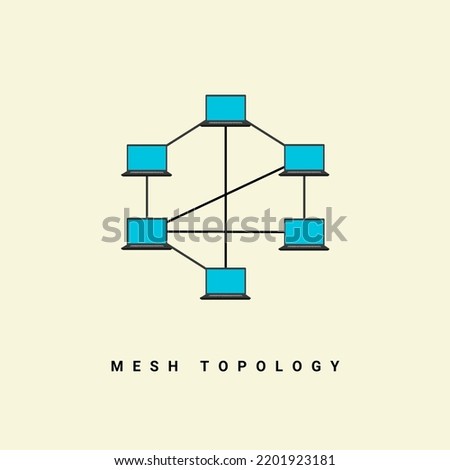 mesh topology network vector illustration, in computer network technology concept