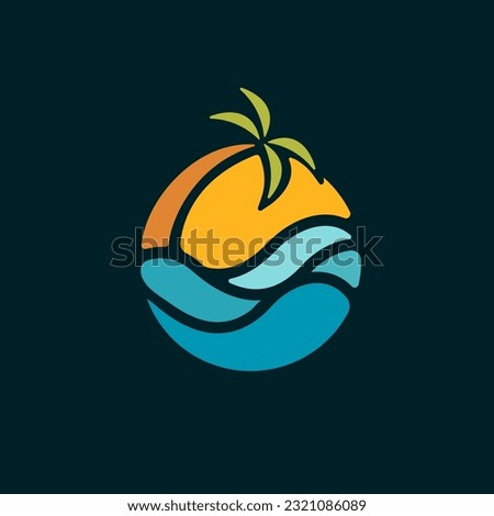 Modern tropical beach logo illustration design for your business