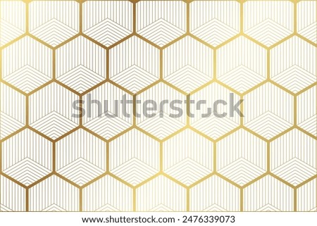 Honey bee comp Golden Seamless hexagon pattern with gold strip line 