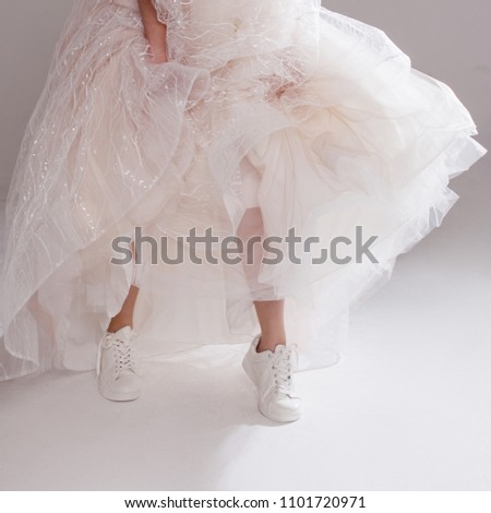 Similar – Image, Stock Photo Wedding dress with sneakers