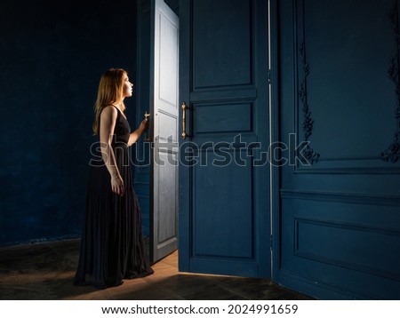 Image, Stock Photo Young woman discovering a remote beach