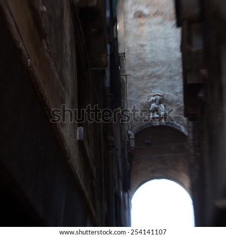 A dark alleyway in Venice