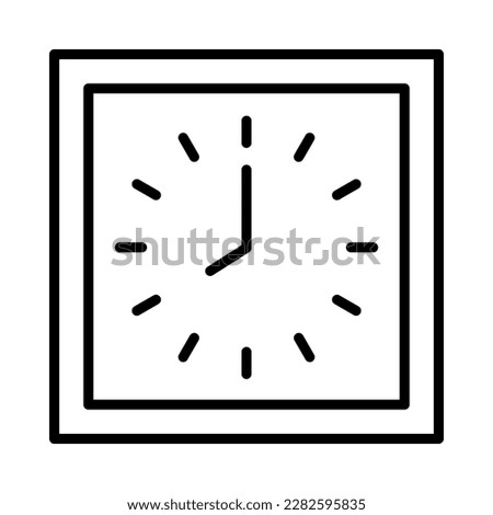 square shape wall clock. outline vector. showing eight o' clock. isolated on white background. vector illustration.