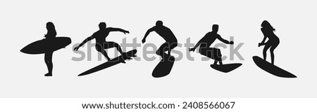 Similar – Image, Stock Photo Silhouette of surfer on beach with surfboard.