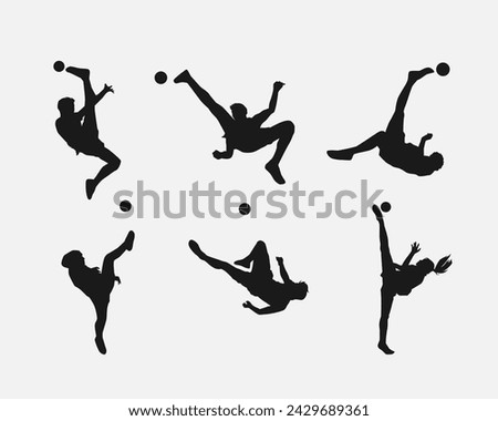 silhouette set of sepak takraw with action, different poses. popular sport of southeast asia. vector illustration.