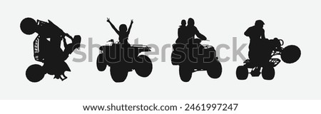 set of silhouettes of quad bike, atv. isolated on white background. graphic vector illustration.