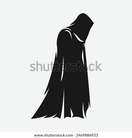 silhouette of grim reaper. side view. isolated on white background. vector illustration.