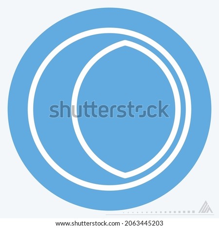 Icon First Quarter Moon - Blue Eyes Style - Simple illustration, Editable stroke, Design template vector, Good for prints, posters, advertisements, announcements, info graphics, etc.