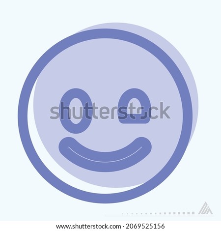 Icon Emoticon Wink - Two Tone Style - Simple illustration, Editable stroke, Design template vector, Good for prints, posters, advertisements, announcements, info graphics, etc.
