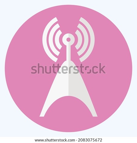 Icon Telecom Tower - Flat Style,Simple illustration,Editable stroke,Design template vector, Good for prints, posters, advertisements, announcements, info graphics, etc.