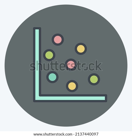 Scatter Plot I Icon in trendy color mate style isolated on soft blue background