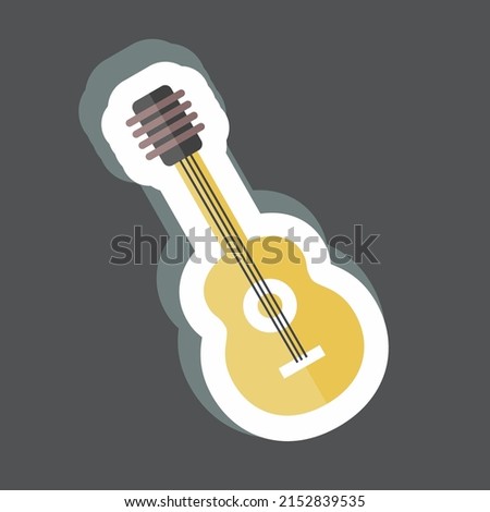 Sticker Guitar. suitable for music symbol. color mate style. simple design editable. design template vector. simple symbol illustration