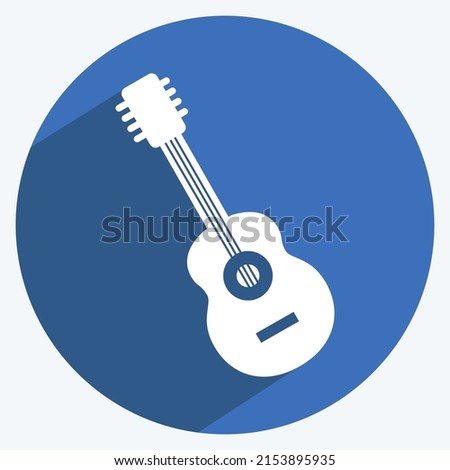 Icon Guitar. suitable for music symbol. long shadow style. simple design editable. design template vector. simple symbol illustration